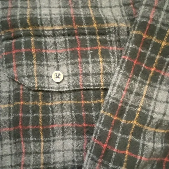 PURPLE-BRAND | 100% Wool Button Down Flannel Plaid Shirt Large - Picture 12 of 16